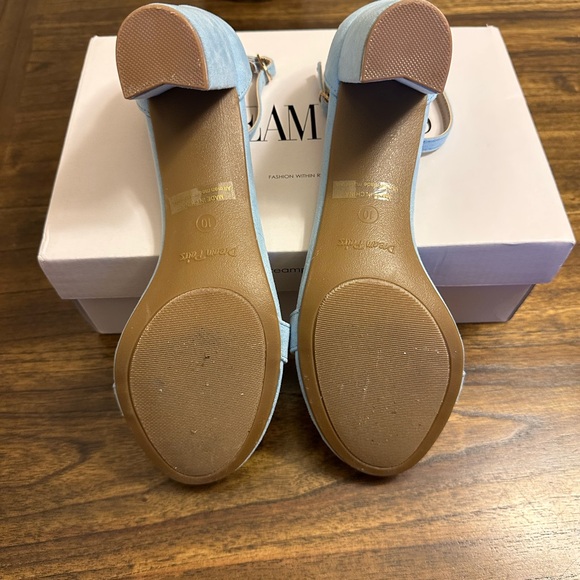 DREAM PAIRS Women’s Chunk Low Heel Pump Sandals Baby/ Blue/ Suede Size 10 - Picture 9 of 11